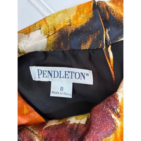 Pendleton Silk Dress Floral Sheath Midi Cocktail Party Wedding Sleeveless Sz 8 - Picture 5 of 6
